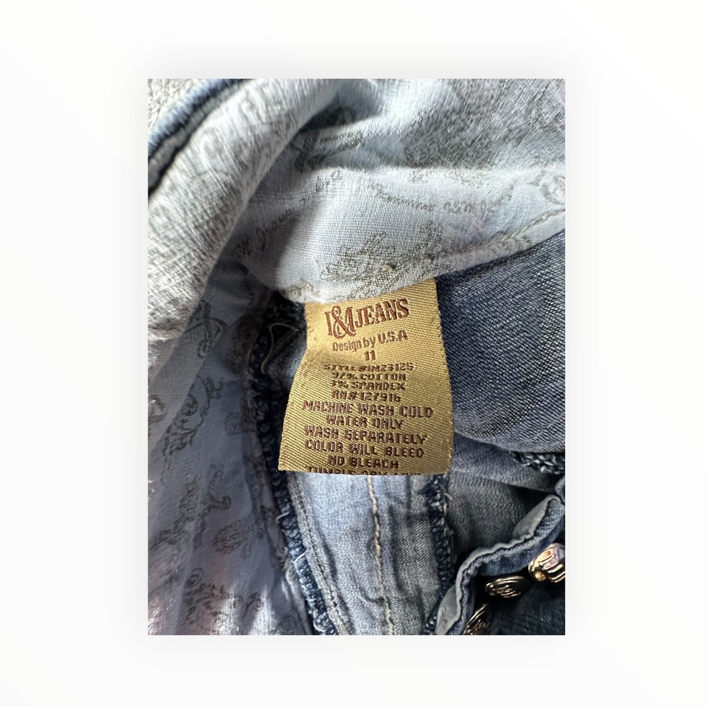 I&M Jeans Denim Womens 11 Blue Low Rise Bootcut Triple Button Y2K IM23125 - Picture 4 of 14